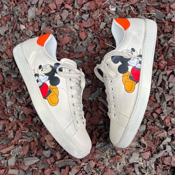 Gucci, Disney Mickey Mouse Ace Low Top Sneaker, Ivory, Orange, (8.5 M, 10 W) - Picture 5 of 15